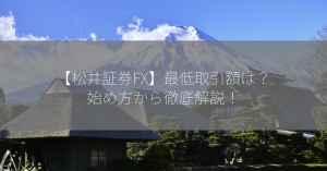 【松井証券FX】最低取引額は？始め方から徹底解説！